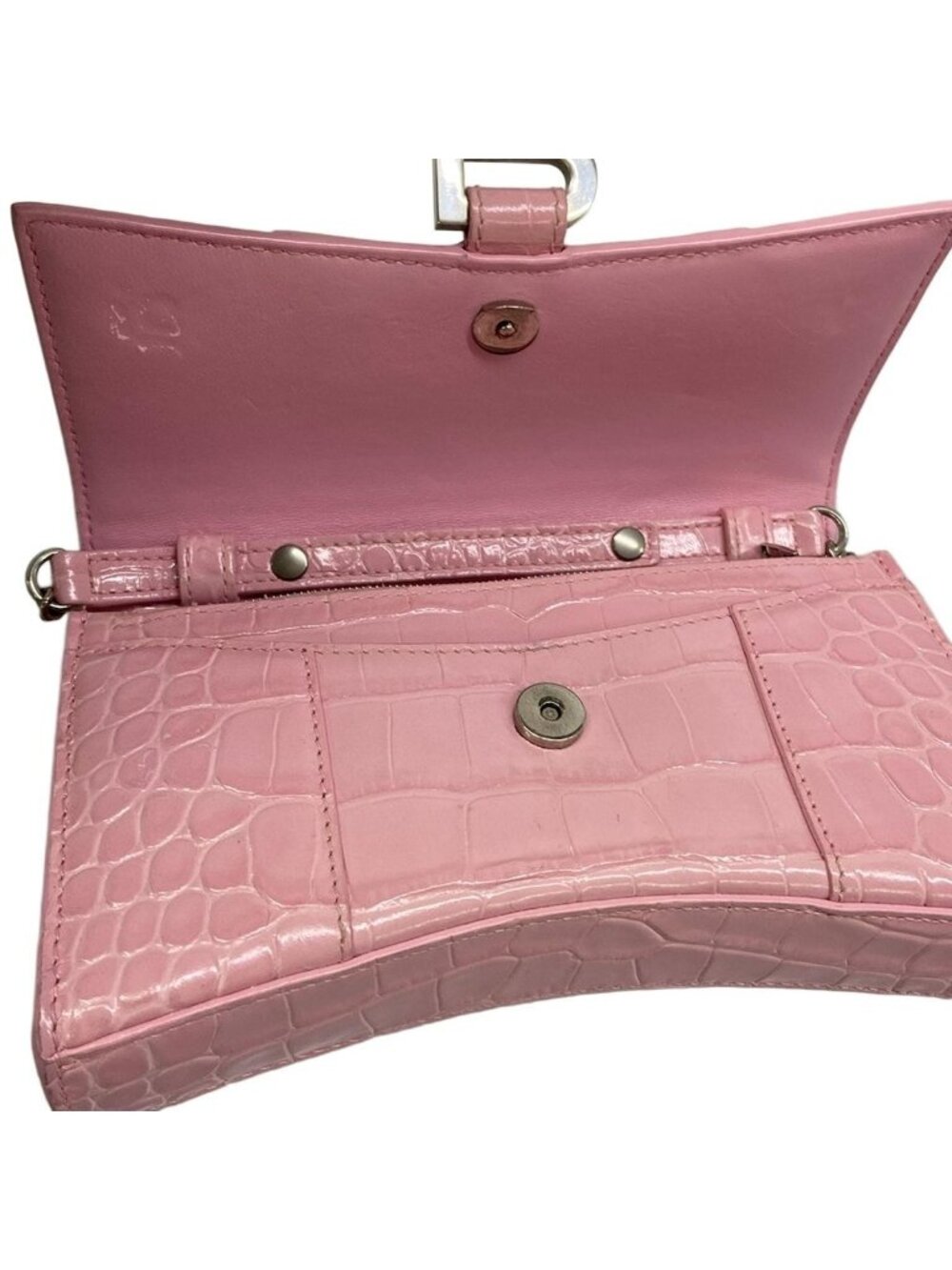 Balenciaga Wallet Hourglass Pink Chain Embossed Leather - Picture 3 of 13